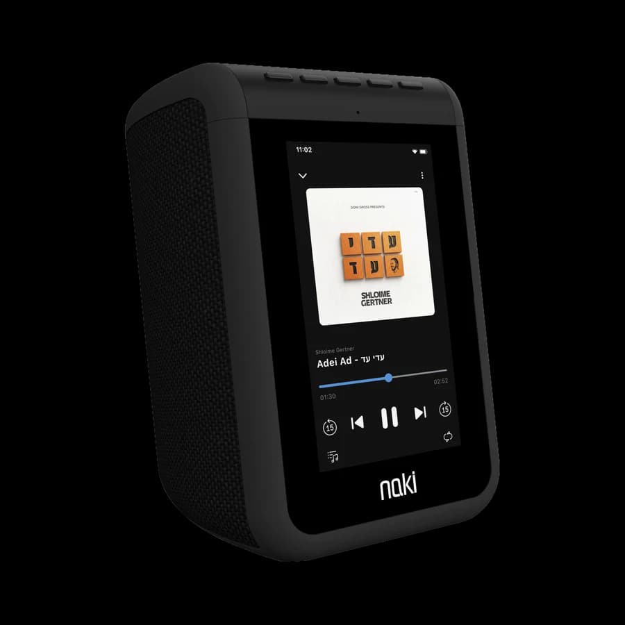 A Naki Bolt playing a track, with the album art on its screen